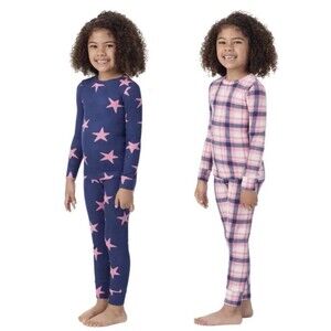 Saint Eve Kids 4pc Thermal PJ Set Girls 2T Pink (Stars) - Brand New with Tags
